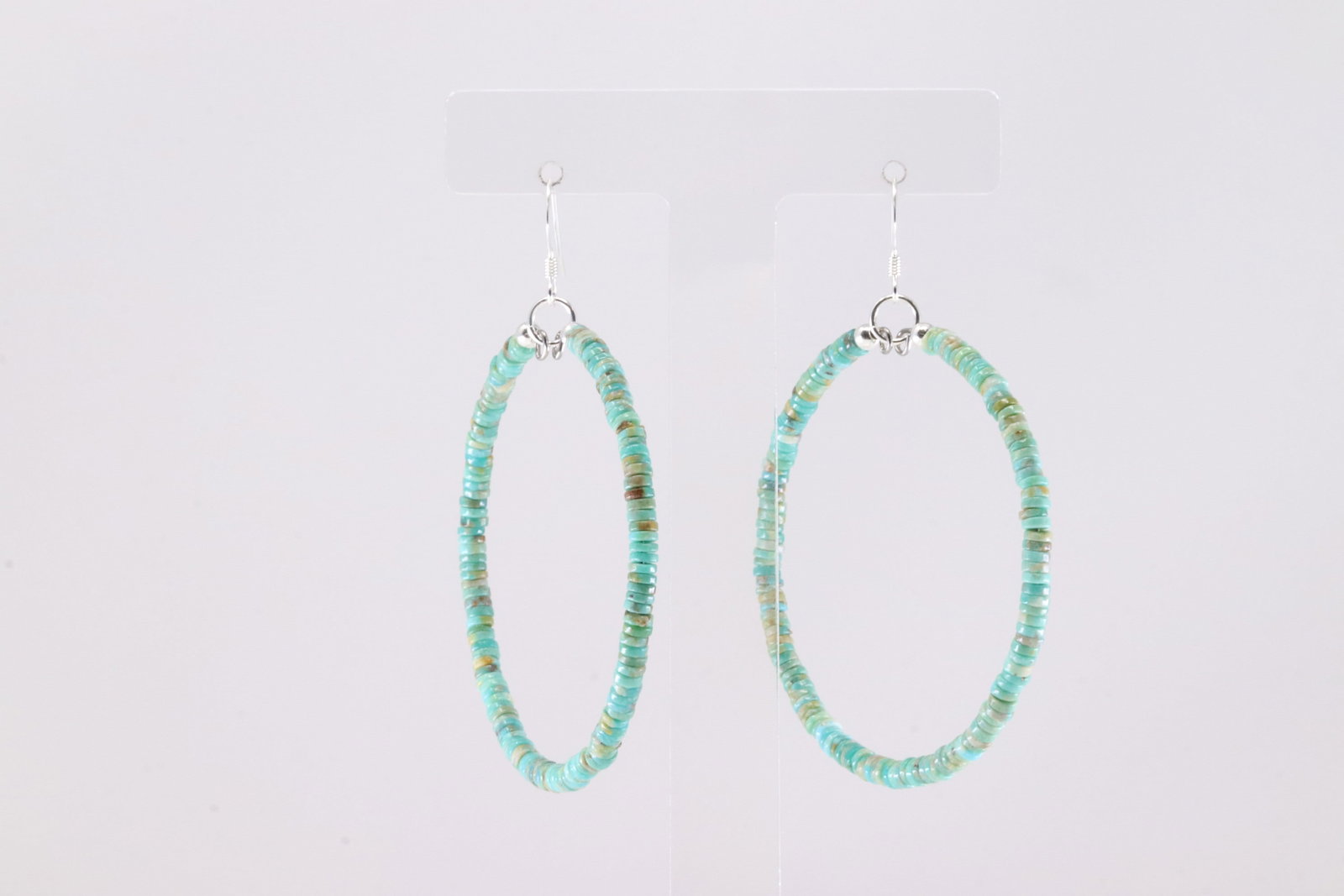 America Stearling Silver Turquoise Hoop Dangling Earring's. (1 of 3)