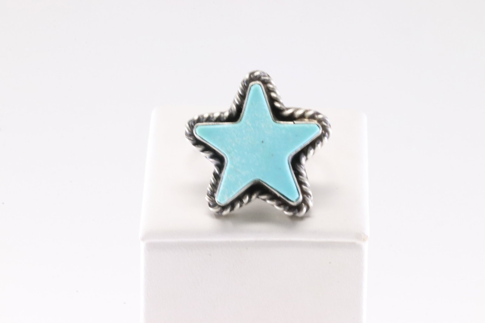 Native American Navajo Sterling Silver Turquoise Star Ring By L.C.: This is a Native American Navajo Sterling Silver Turquoise Star Ring By L.C. Stamp LC. Ring Size: 6.50.