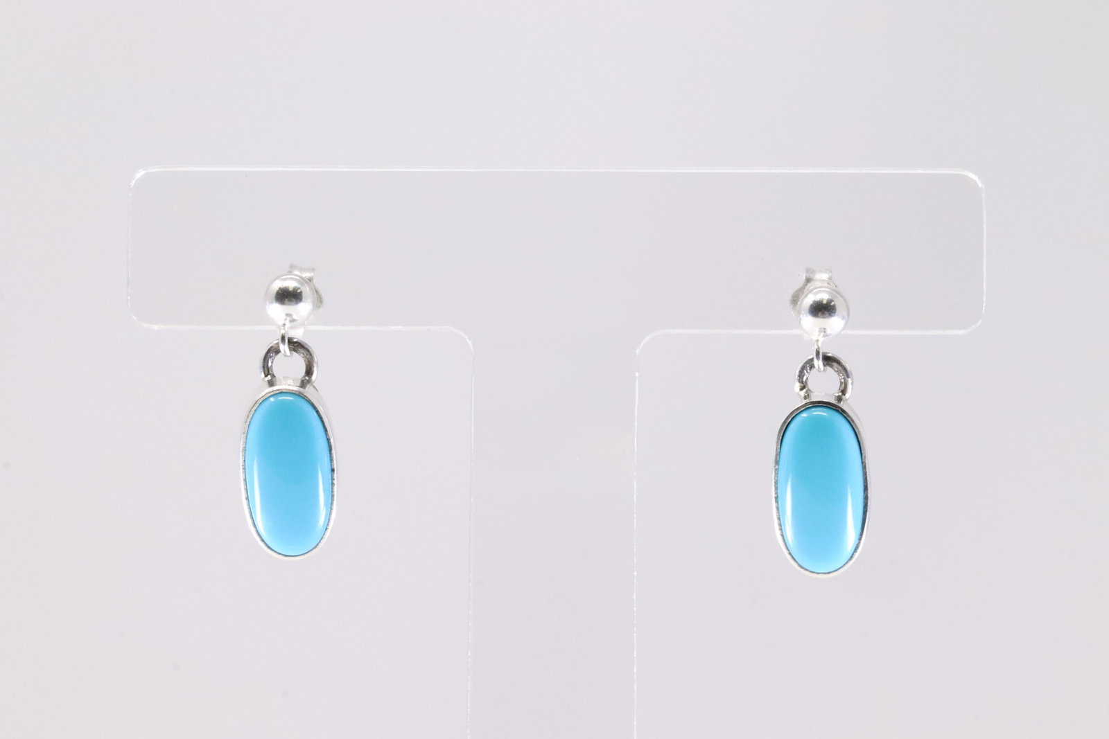 Native America Navajo Sterling Silver Turquoise Post / Dangling Earring's By T.