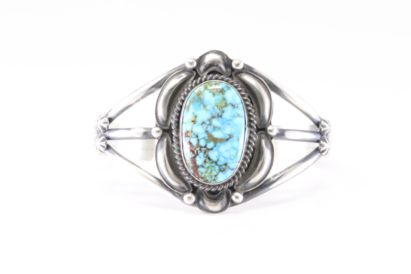 Native America Navajo Sterling Silver Kingman Turquoise Bracelet Cuff By R.D. (1 of 4)