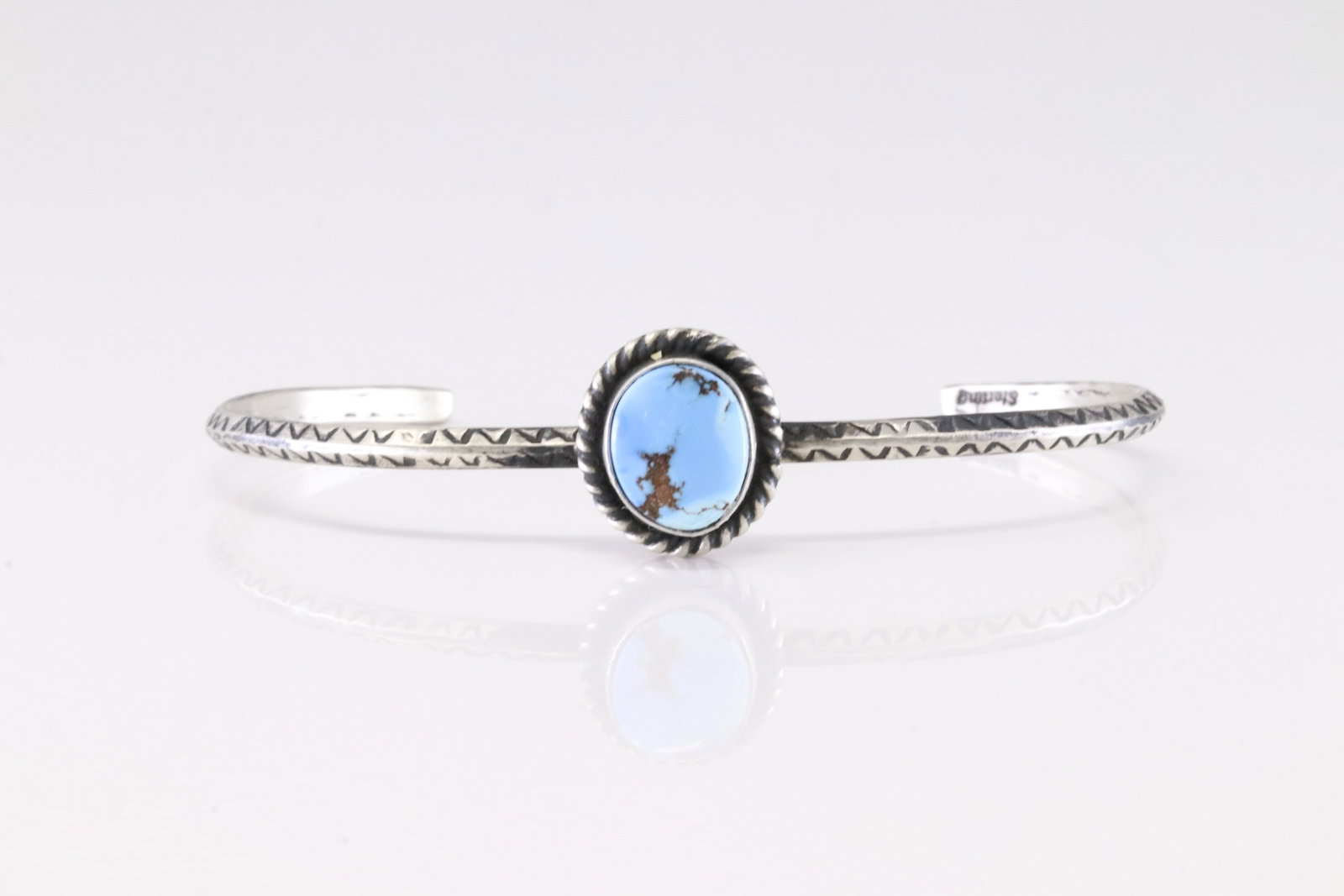 Native America Navajo Sterling Silver Golden Hill Turquoise Bracelet Cuff By D.