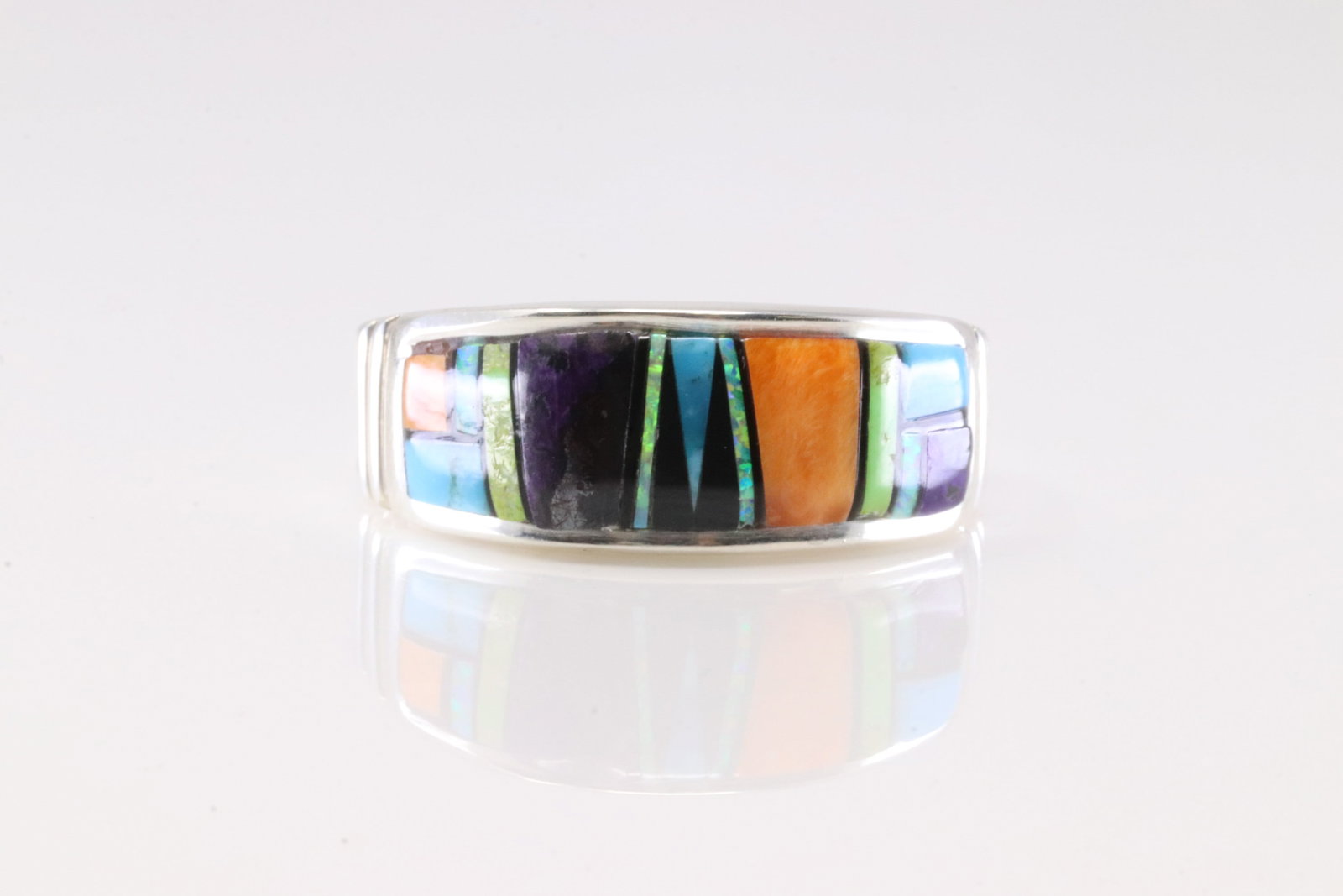 Native America Navajo Sterling Silver Multi-Color Stone Ring By Rick T. (1 of 4)