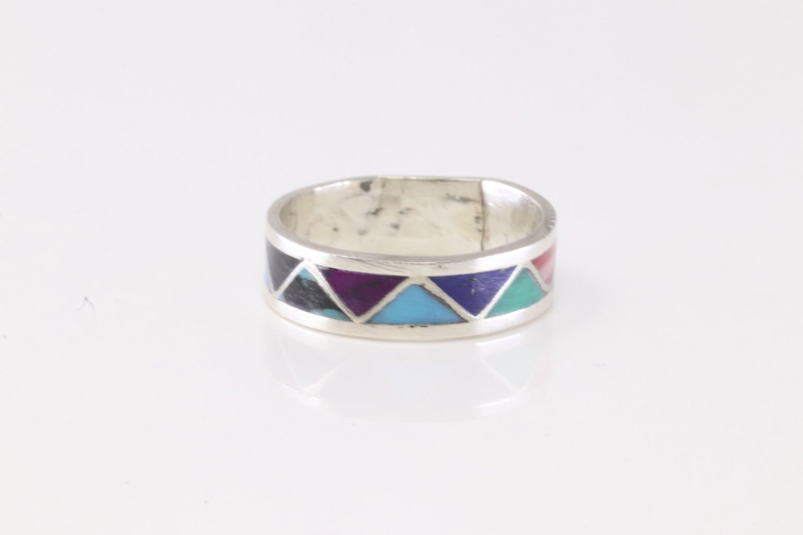 Native America Navajo Sterling Silver Multi-Color Inlay Ring By R. (1 of 3)