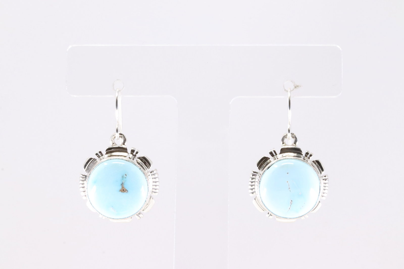 Native America Navajo Sterling Silver Golden Hill Turquoise Dangling Earring's By A.: This is a Native America Navajo Sterling Silver Golden Hill Turquoise Dangling Earring's By A.