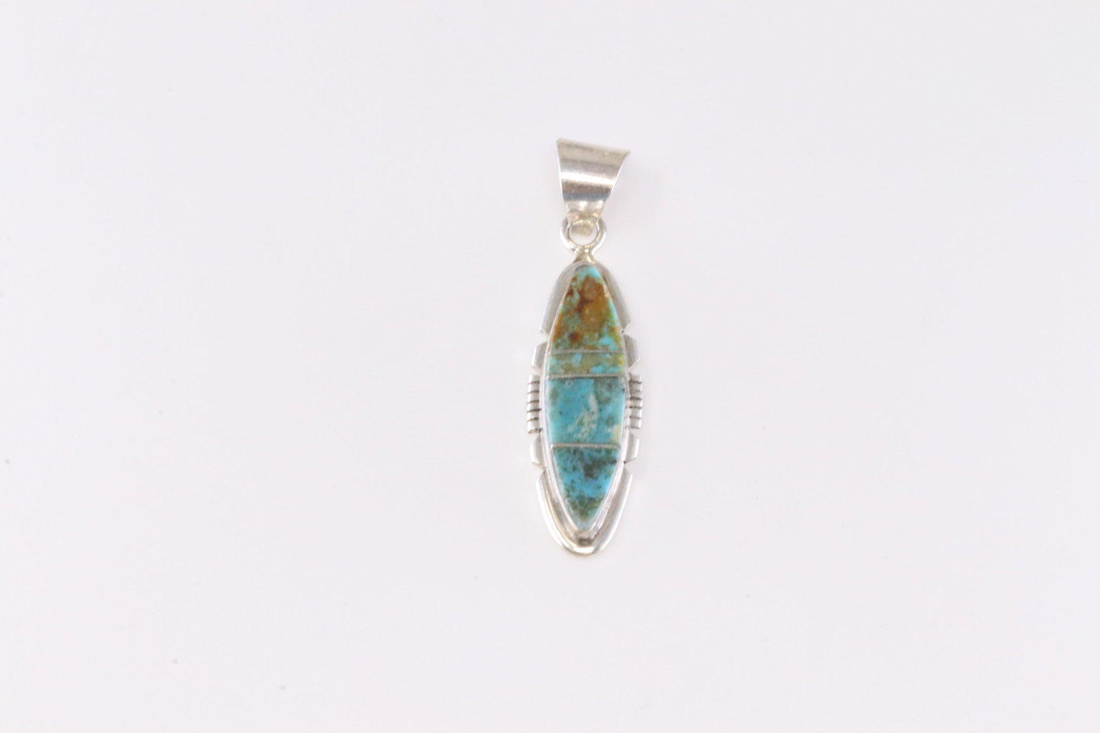 Native America Navajo Sterling Silver Number 8 Turquoise Inlay Pendant By Brandon Etcitty.: This is a Native America Navajo Sterling Silver Number 8 Turquoise Inlay Pendant By Brandon Etcitty.