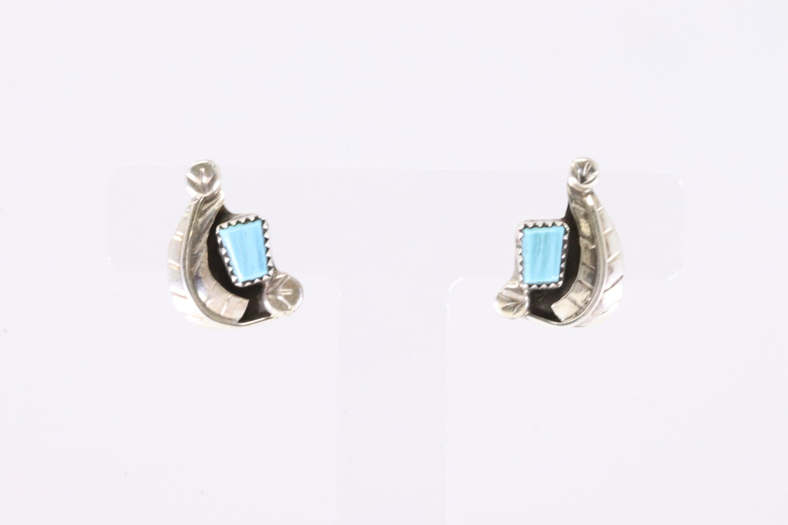 Native America Navajo Sterling Silver Turquoise Post Earring's By A.: This is a Native America Navajo Sterling Silver Turquoise Post Earring's By A. Stamp A.