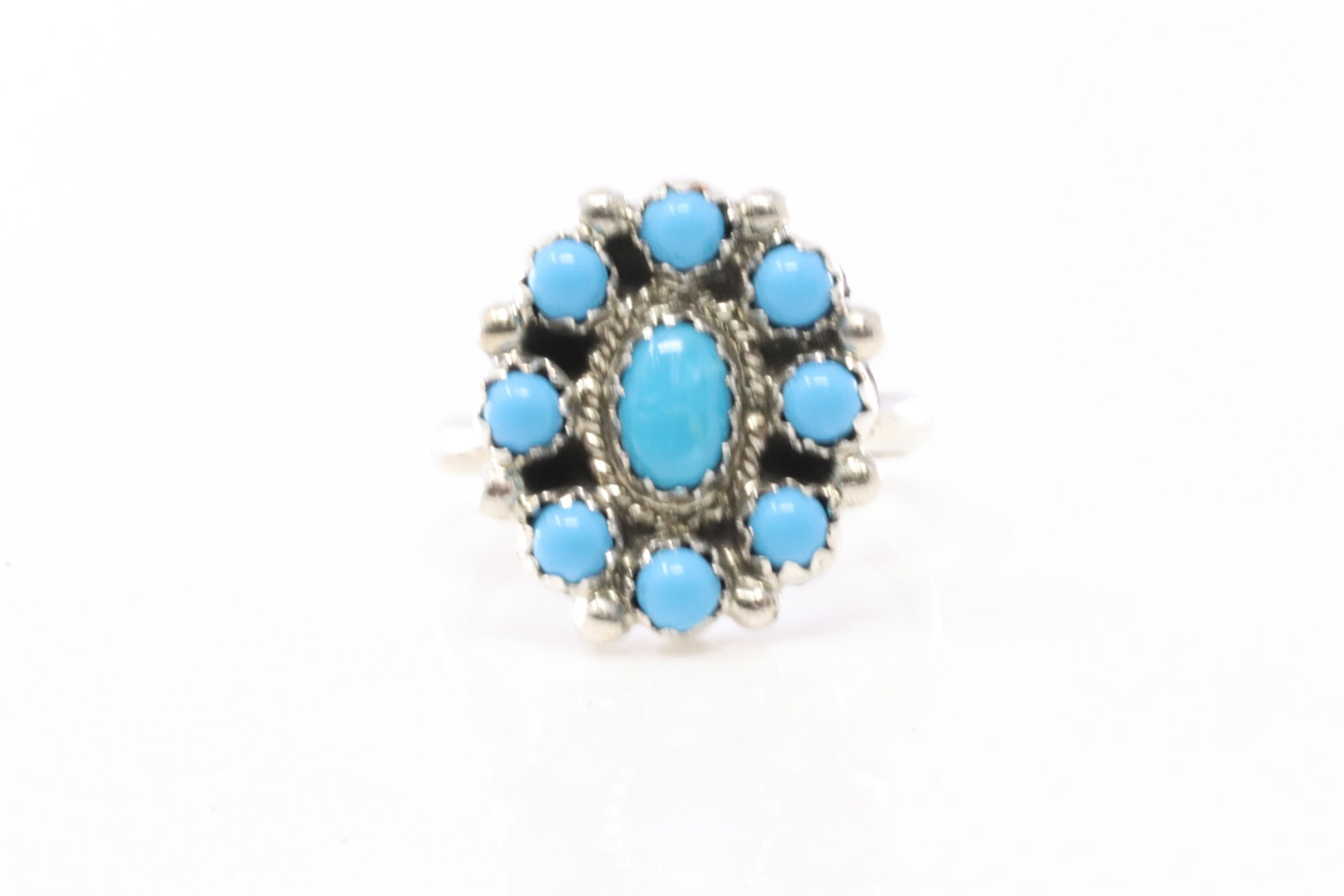 Native America Navajo Sterling Silver Turquoise Ring By NK.: This is a Native America Navajo Sterling Silver Turquoise Ring By NK. Stamp NK. Ring Size: 6.00.