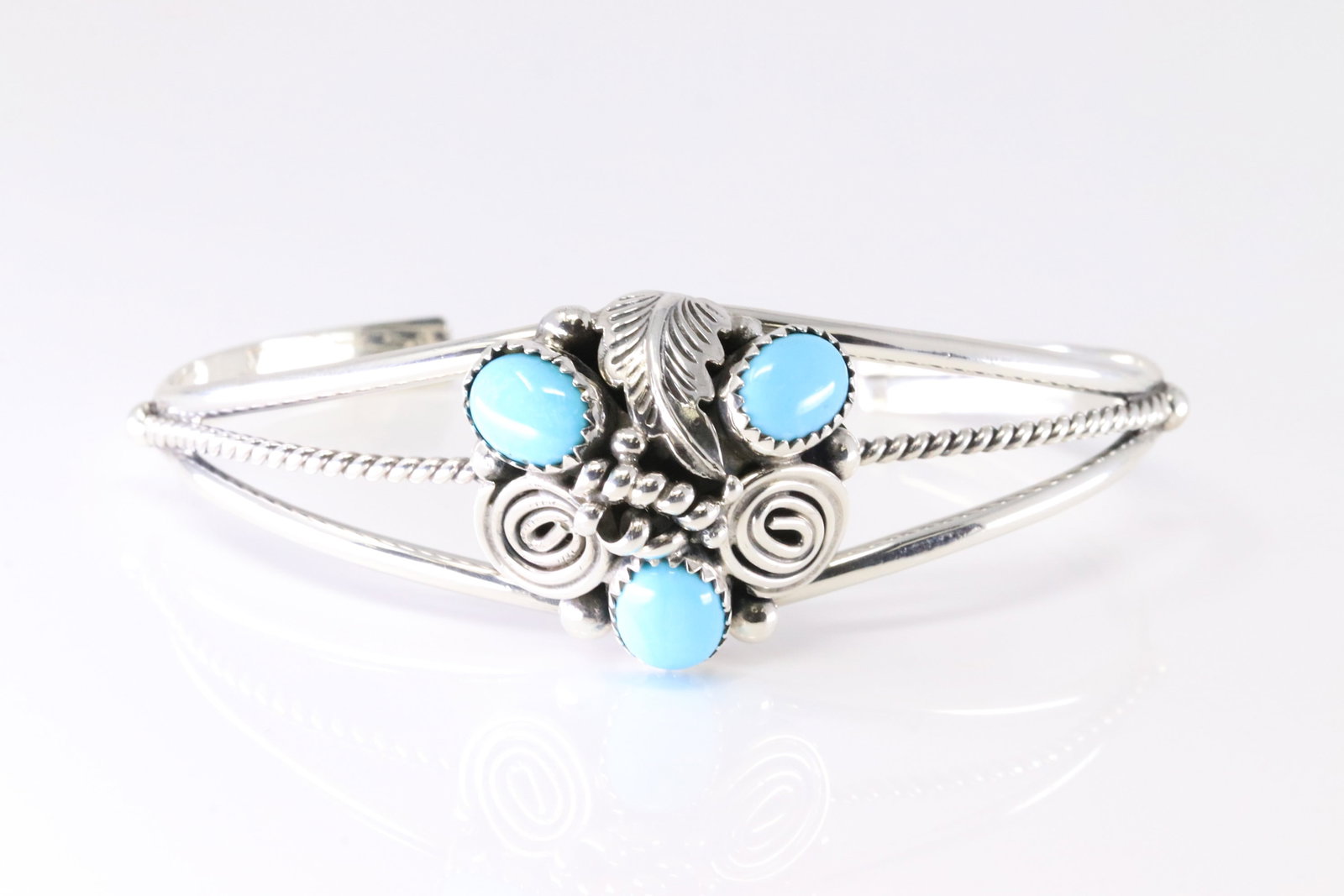 Native America Navajo Sterling Silver Turquoise Bracelet Cuff By Phyllis A. Smith. (1 of 4)
