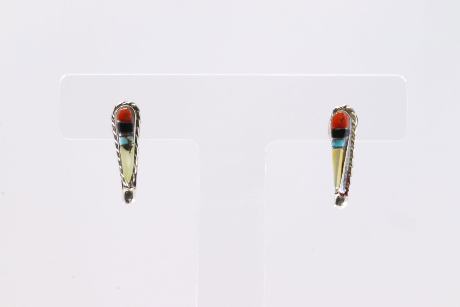 America Sterling Silver Multi-Color Stone Inlay Post Earring's.: This is a America Sterling Silver Multi-Color Stone Inlay Post Earring's.