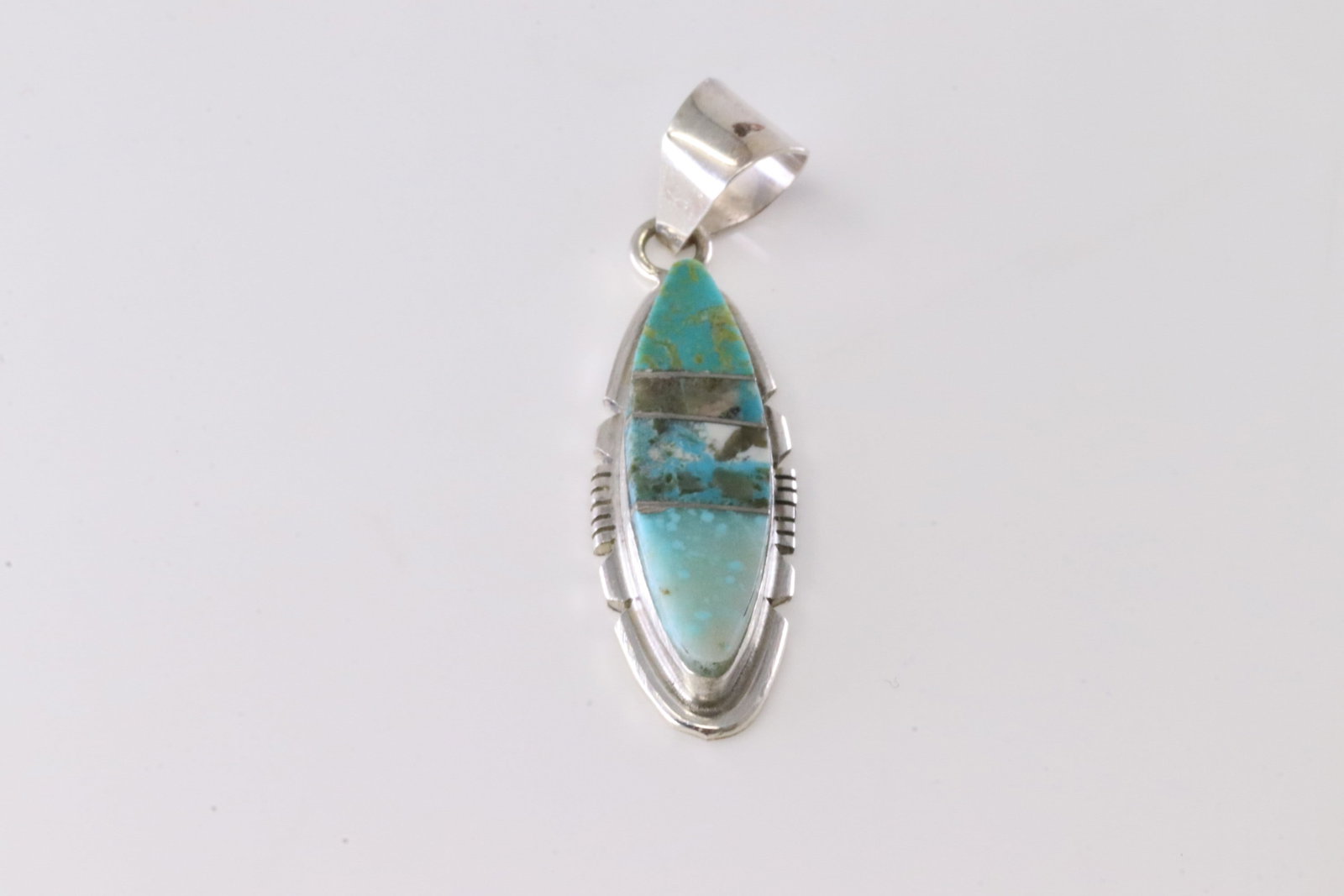 Native America Navajo Sterling Silver Number 8 Turquoise Inlay Pendant By Brandon Etcitty.: This is a Native America Navajo Sterling Silver Number 8 Turquoise Inlay Pendant By Brandon Etcitty. Stamp BE.