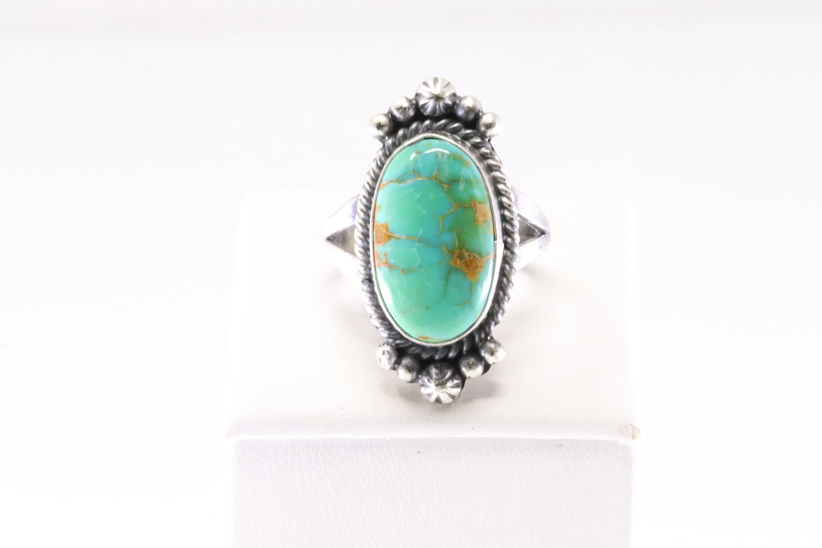 Native American Navajo Sterling Silver Turquoise Ring By F.: This is a Native American Navajo Sterling Silver Turquoise Ring By F. Stamp F. Ring Size: 8.50.