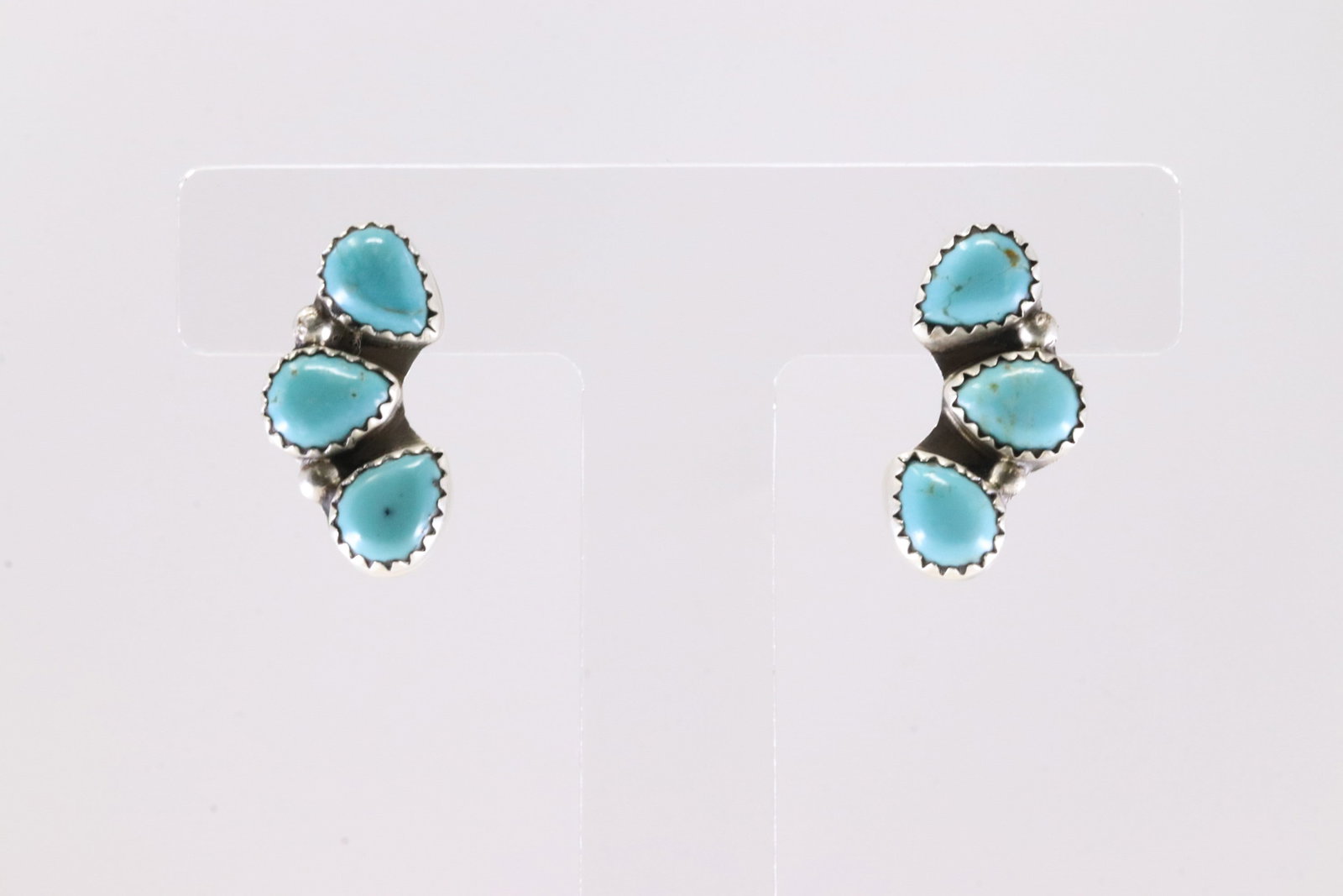 Native America Navajo Sterling Silver Turquoise Post Earring's By B.: This is a Native America Navajo Sterling Silver Turquoise Post Earring's By B. Stamp B.