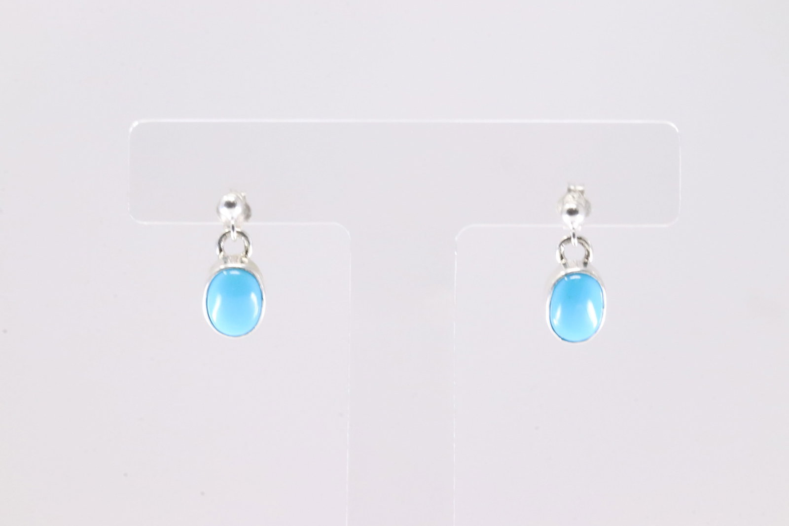Native America Navajo Sterling Silver Turquoise Post / Dangling Earring's By T.: This is a Native America Navajo Sterling Silver Turquoise Post / Dangling Earring's By T.