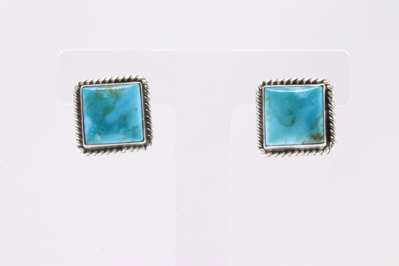 Native America Navajo Sterling Silver Turquoise Post Earring's By J.: This is a Native America Navajo Sterling Silver Turquoise Post Earring's By J.