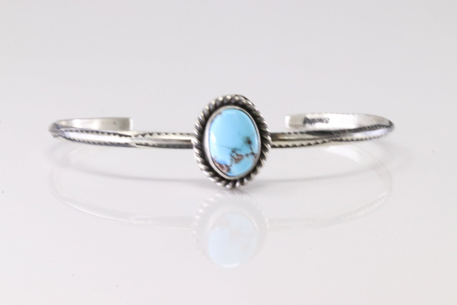 Native America Navajo Sterling Silver Golden Hill Turquoise Bracelet Cuff By D.: This is a Native America Navajo Sterling Silver Golden Hill Turquoise Bracelet Cuff By D.