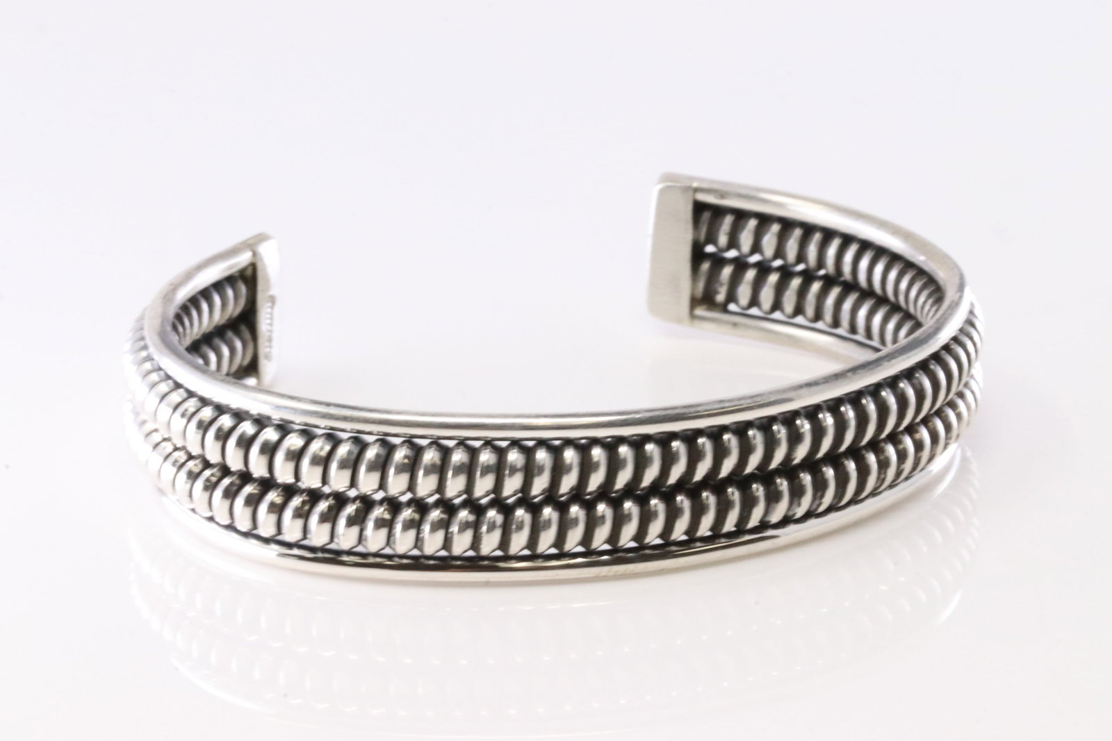 America Sterling Silver Solid Bracelet Cuff. - 3