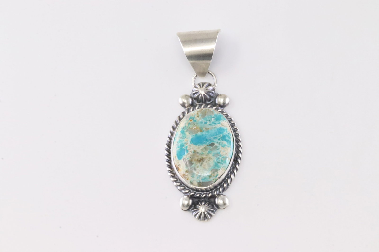 Native America Navajo Sterling Silver Sonora Gold Turquoise Pendant By MB. (1 of 3)