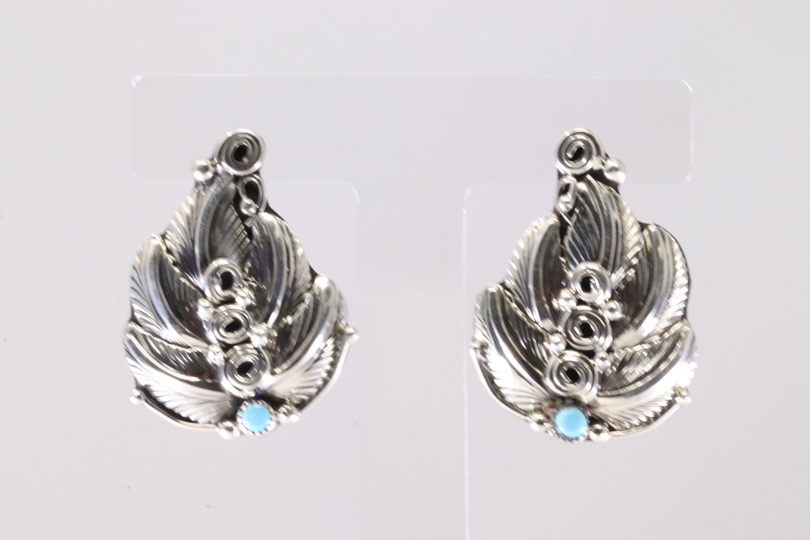 Native America Navajo Sterling Silver Turquoise Post Earring's By DM.: This is a Native America Navajo Sterling Silver Turquoise Post Earring's By DM. Stamp DM.