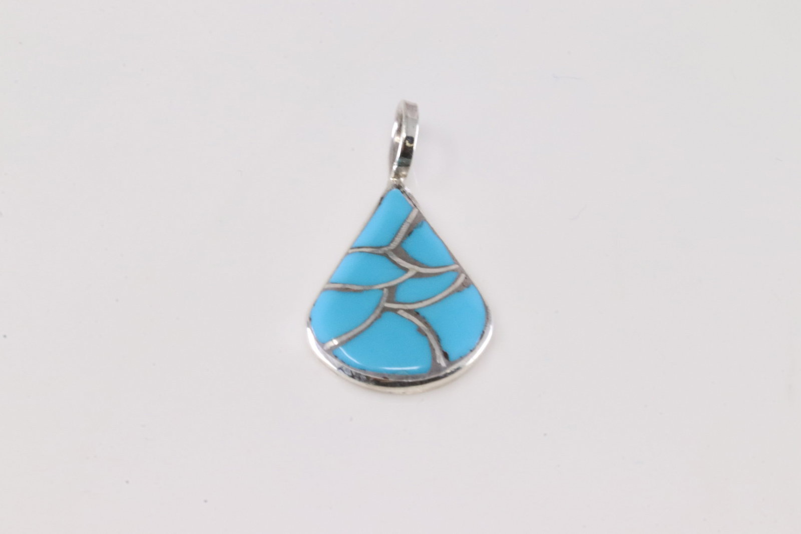 America Sterling Silver Turquoise Inlay Pendant. (1 of 2)