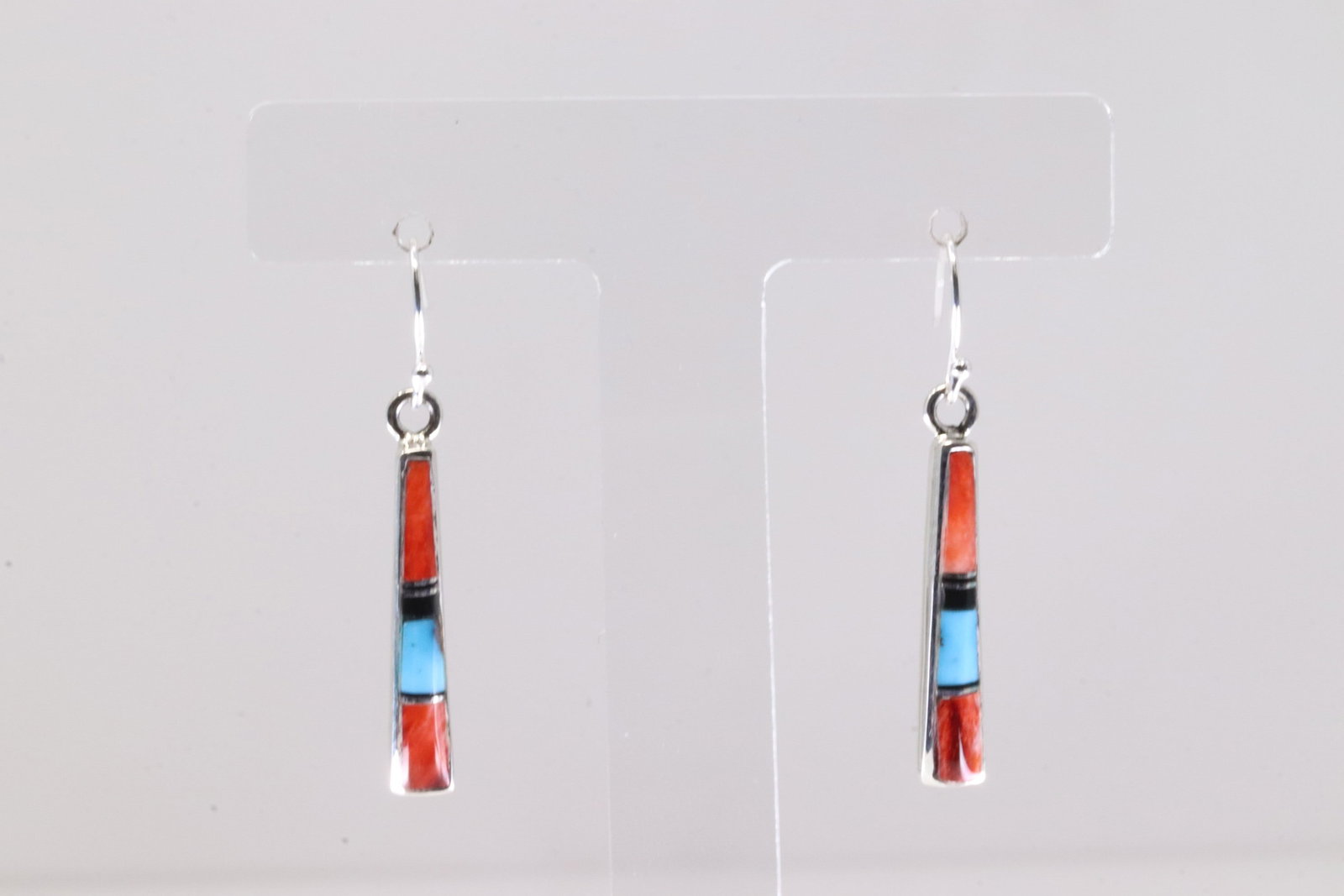 Native America Navajo Sterling Silver Multicolor Stone Inlay Dangling Earring's By Rick Tolino. (1 of 3)