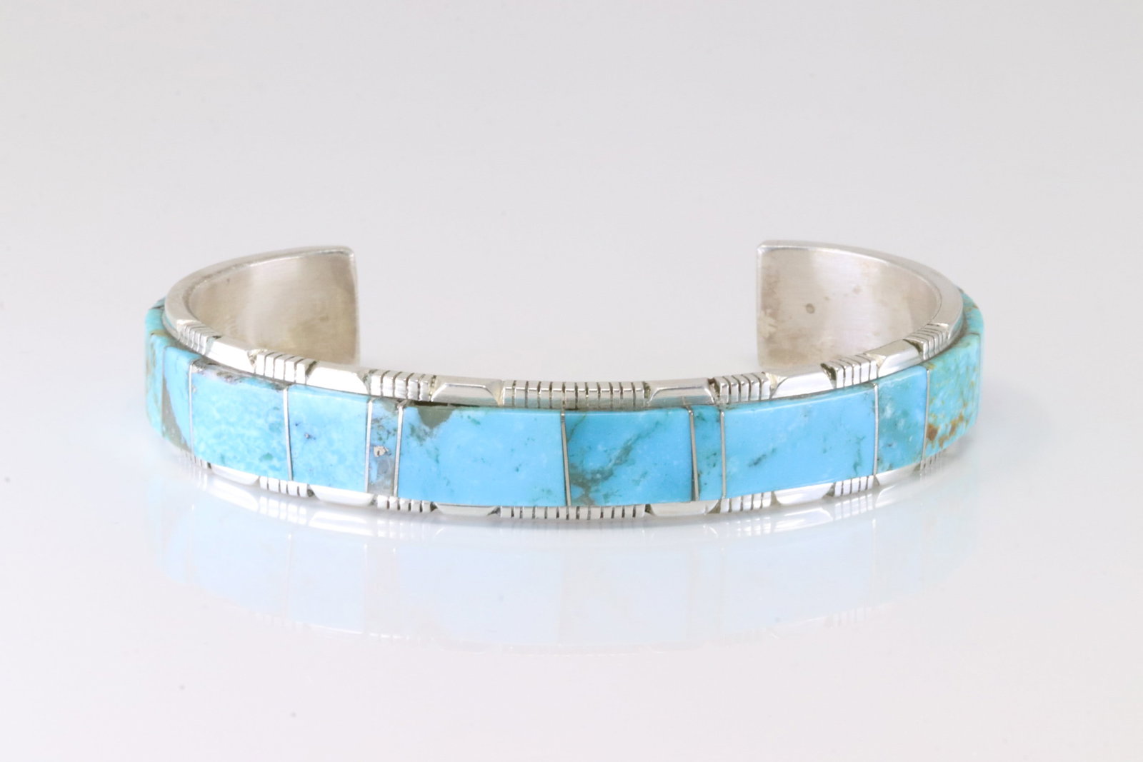 Native American Navajo Sterling Silver Number 8 Turquoise Bracelet Cuff By Steve Francisco.: This is a Native American Navajo Sterling Silver Number 8 Turquoise Bracelet Cuff By Steve Francisco. Stamp SF.