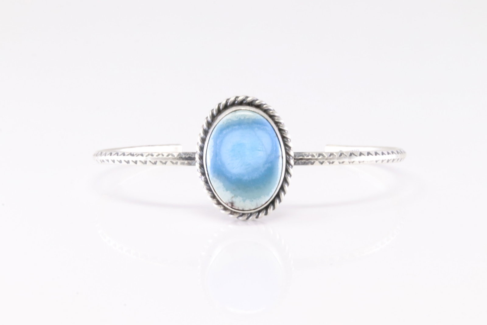 Native America Navajo Sterling Silver Larimar Stone Bracelet Cuff By Donovan Skeets.: This is a Native America Navajo Sterling Silver Larimar Stone Bracelet Cuff By Donovan Skeets.