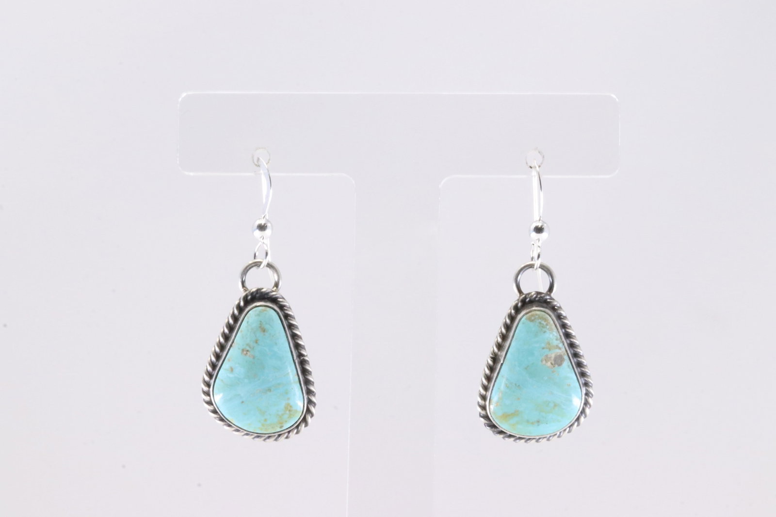 Native America Navajo Sterling Silver Kingman Turquoise Dangling Earring's By Chassity Belone.: This is a Native America Navajo Sterling Silver Kingman Turquoise Dangling Earring's By Chassity Belone. Stamp C Belone.
