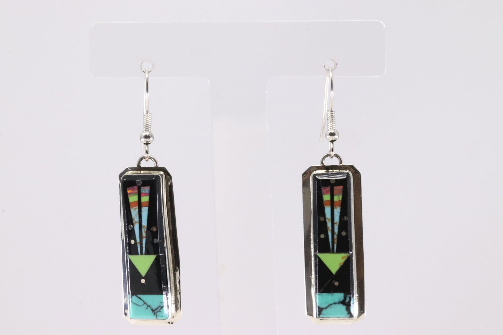 Native America Navajo Sterling Silver Sky Night Multi-Color Danglking Earring's By Smith.: This is a Native America Navajo Sterling Silver Sky Night Multi-Color Danglking Earring's By Smith.