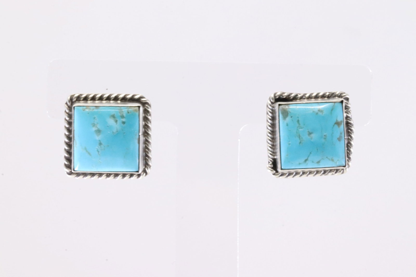 Native America Navajo Sterling Silver Turquoise Post Earring's By J.: This is a Native America Navajo Sterling Silver Turquoise Post Earring's By J. Stamp J.