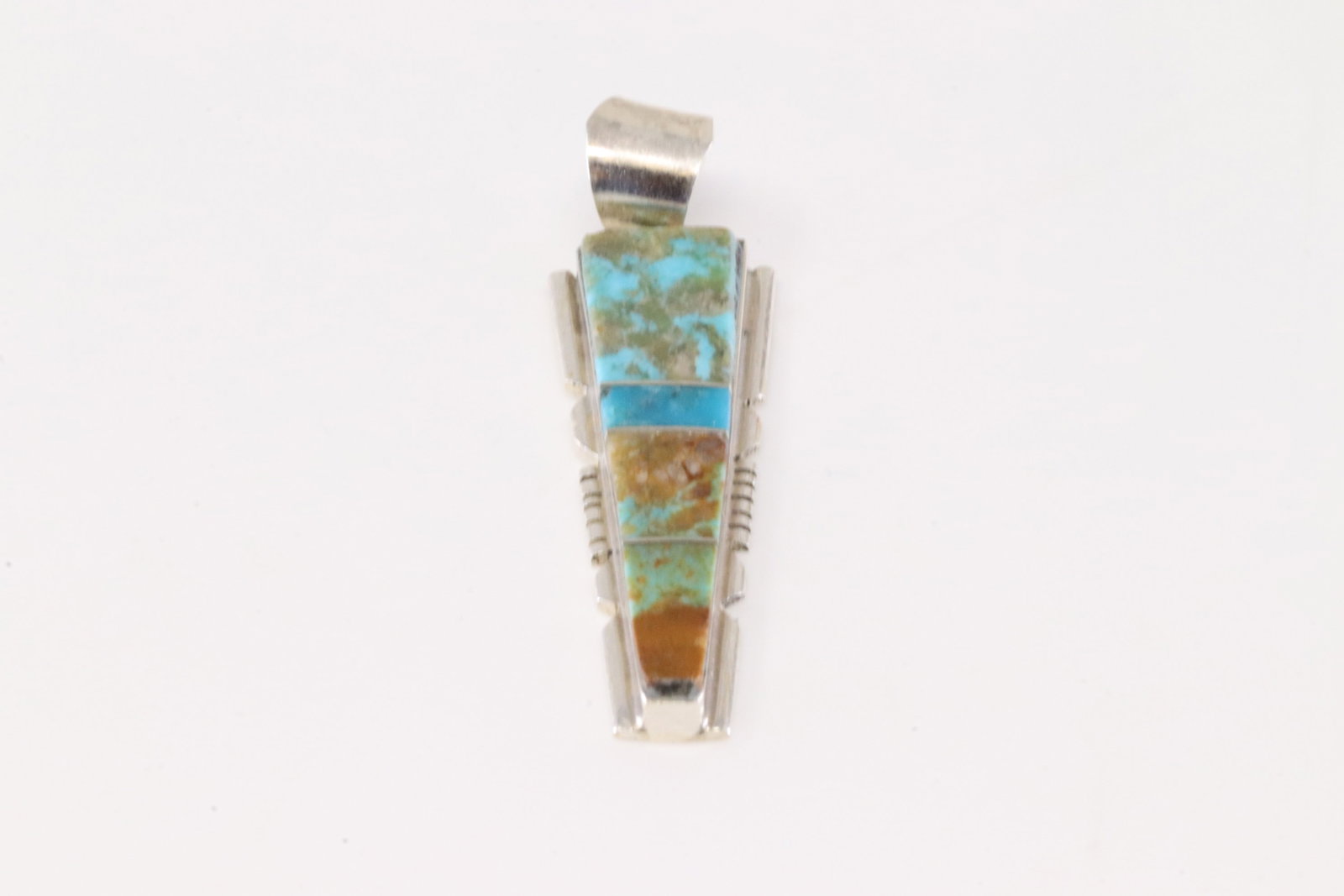 Native America Navajo Sterling Silver Number 8 Turquoise Inlay Pendant By Brandon Etcitty.: This is a Native America Navajo Sterling Silver Number 8 Turquoise Inlay Pendant By Brandon Etcitty. Stamp BE.