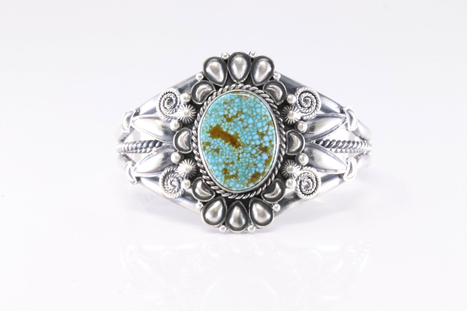 Native America Navajo Sterling Silver Kingman Turquoise Bracelet Cuff By D.G. (1 of 4)