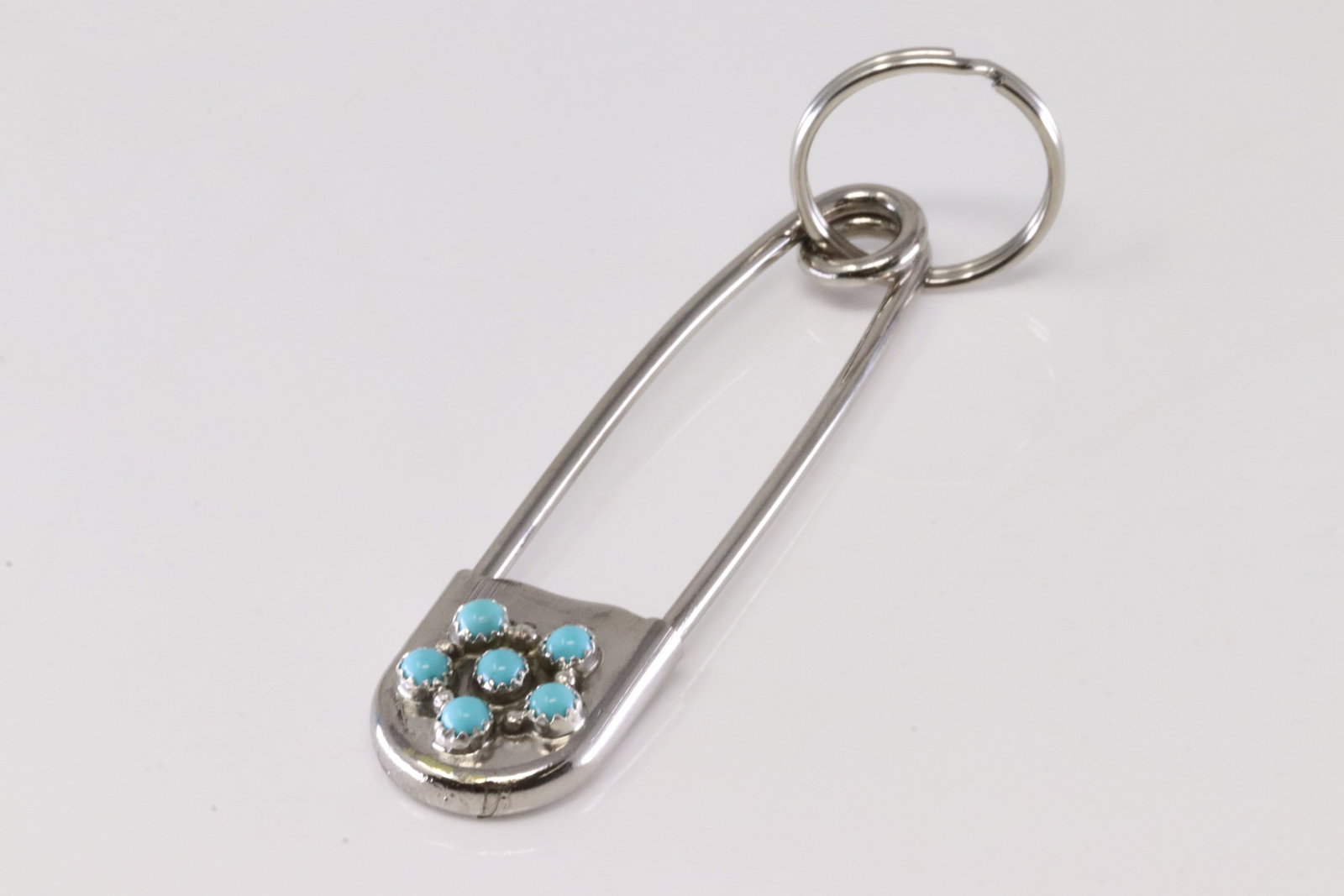 America Sterling Silver Turquoise Pin Key Chain.: This is a America Sterling Silver Turquoise Pin Key Chain.