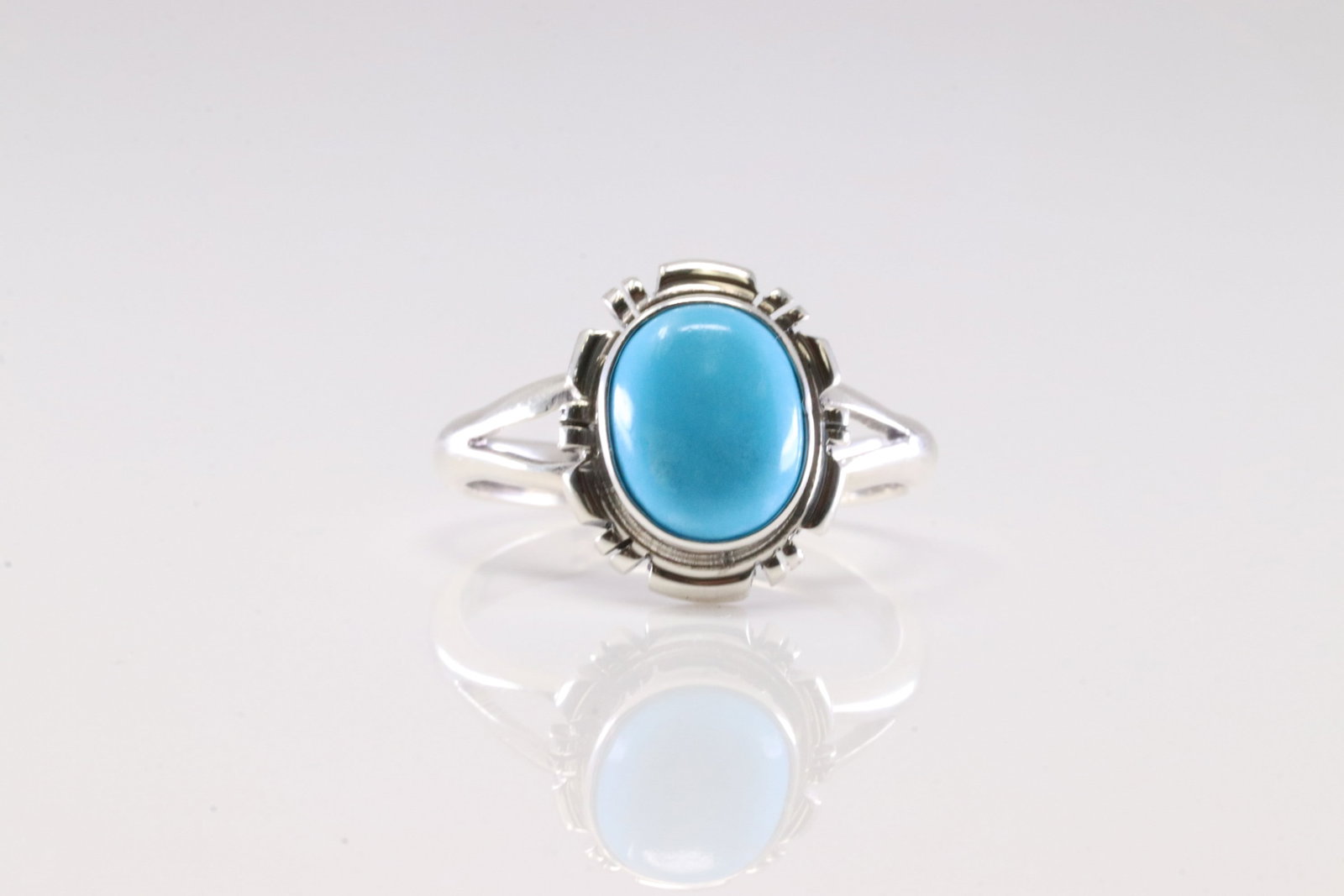 Native America Navajo Sterling Silver Turquoise Ring By A.: This is a Native America Navajo Sterling Silver Turquoise Ring By A. Ring size: 8.50.