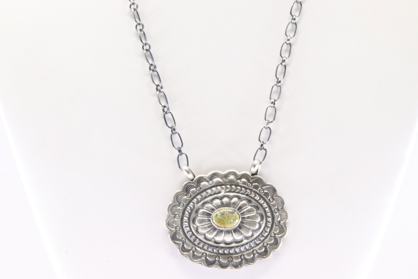 Native America Sterling Silver Sonora Gold Turquoise Necklace.: This is a Native America Sterling Silver Sonora Gold Turquoise Necklace. Necklace length: 18.00"