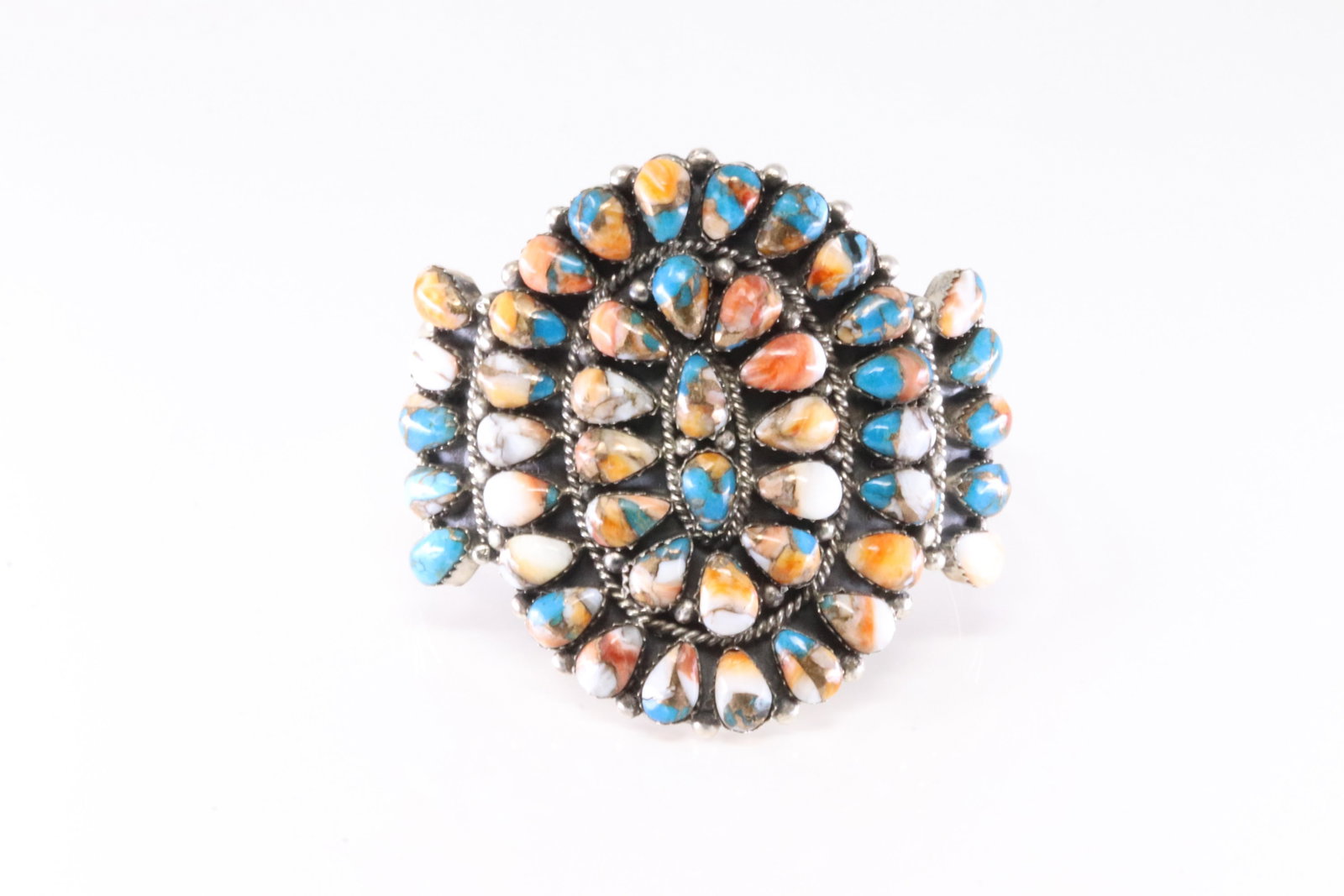 America Sterling Silver Spiny & Turquoise Bracelet Cuff.: This is a America Sterling Silver Spiny & Turquoise Bracelet Cuff.