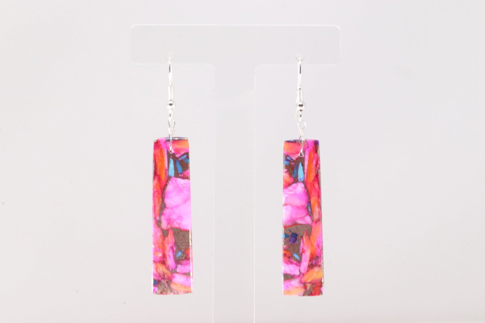 America Sterling Silver Multi-Color Stone Dangling Earring's.: This is a America Sterling Silver Multi-Color Stone Dangling Earring's.