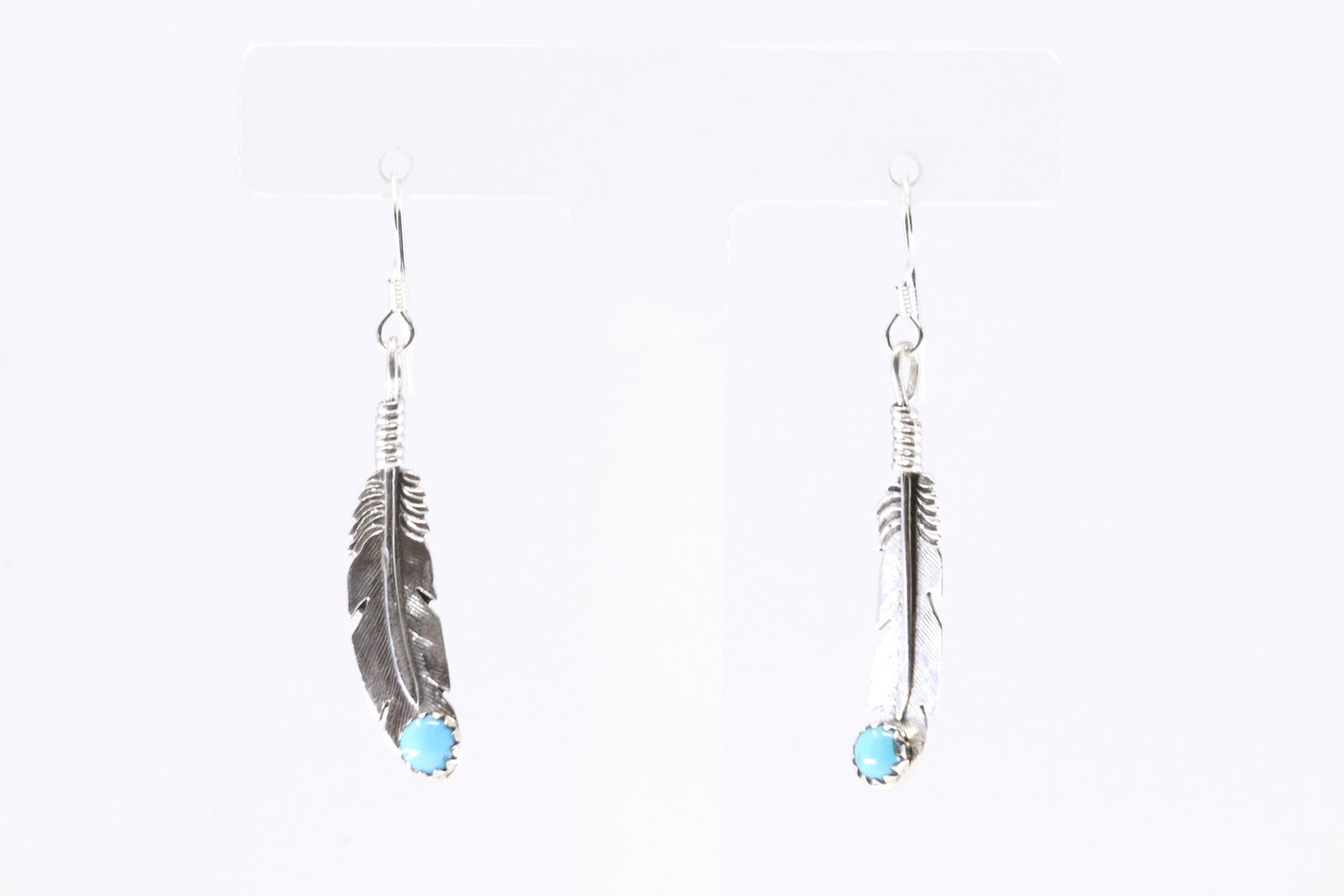 America Sterling Silver Turquoise Feather Dangling Earring's.: This is a America Sterling Silver Turquoise Feather Dangling Earring's.