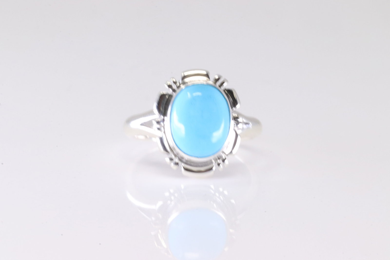 Native America Navajo Sterling Silver Turquoise Ring By A.: This is a Native America Navajo Sterling Silver Turquoise Ring By A. Stamp A. Ring Size: 5.50.