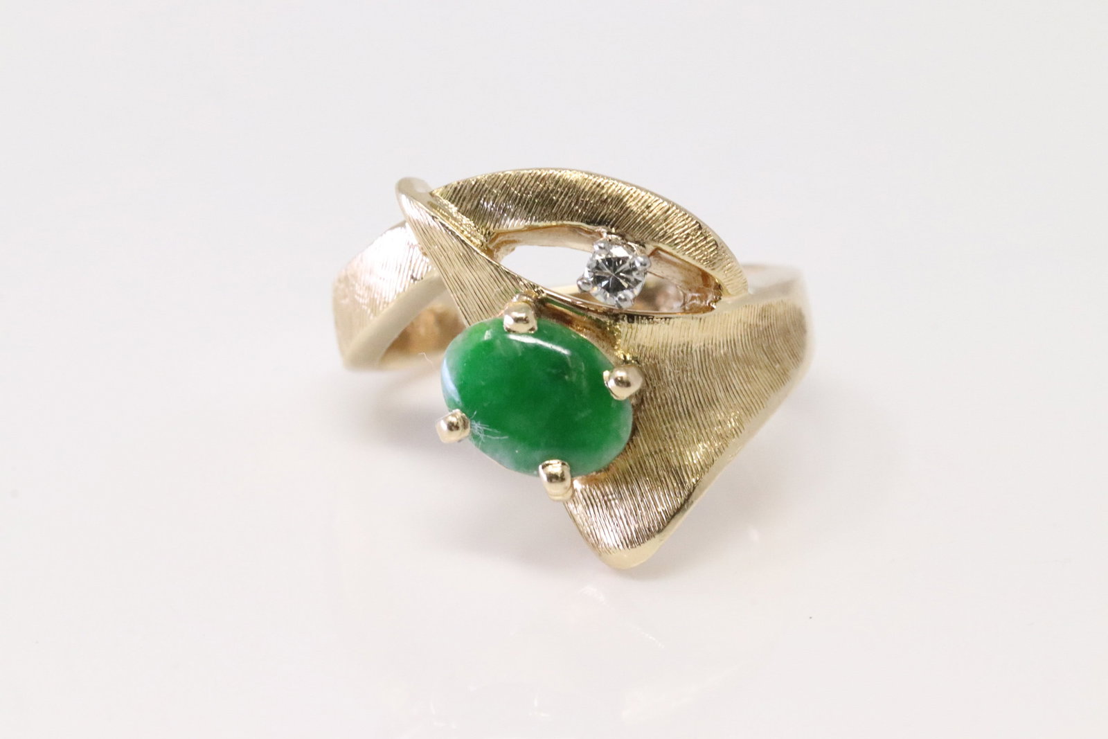 Jade & Diamond Ring 14Kt. (1 of 4)
