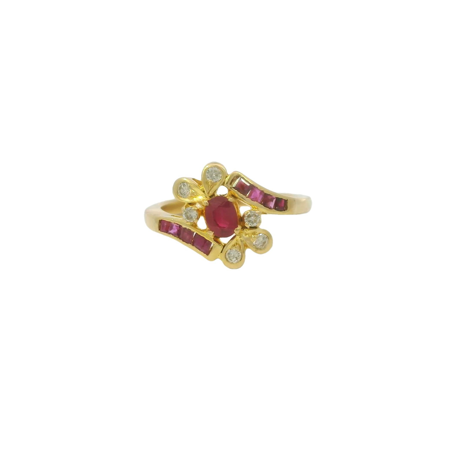14KT Gold Ruby Diamond Ring: This exquisite gold ring features a stunning central ruby, surrounded by delicate diamond accents. The intricate design and vibrant colors make it a perfect statement piece for any occasion. Approx