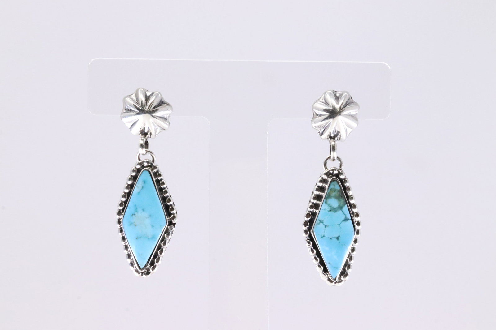 America Sterling Silver Turquoise Post / Dangling Earring's. (1 of 4)