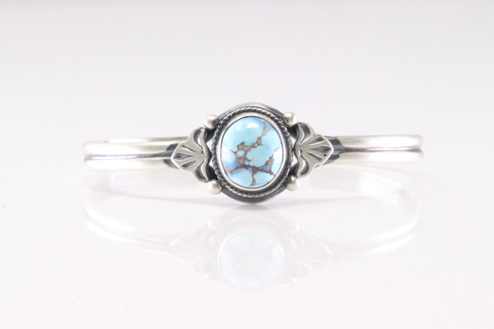 Native America Navajo Sterling Silver Golden Hill Turquoise Bracelet Cuff By S.: This is a Native America Navajo Sterling Silver Golden Hill Turquoise Bracelet Cuff By S.