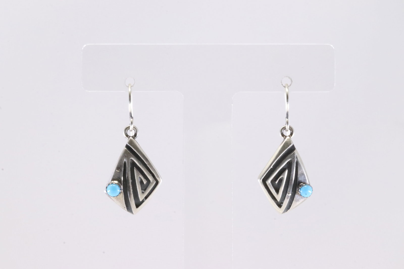 Native America Navajo Sterling Silver Turquoise Dangling Earring's By E.K.: This is a Native America Navajo Sterling Silver Turquoise Dangling Earring's By E.K.