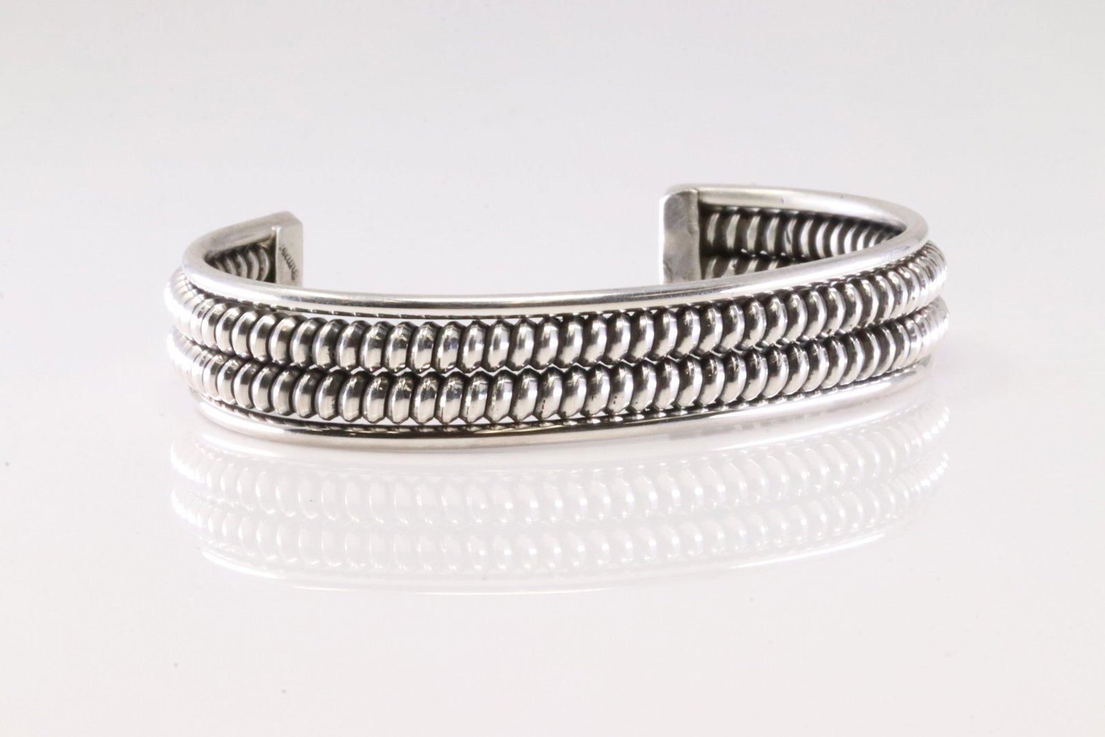 America Sterling Silver Solid Bracelet Cuff. - 2