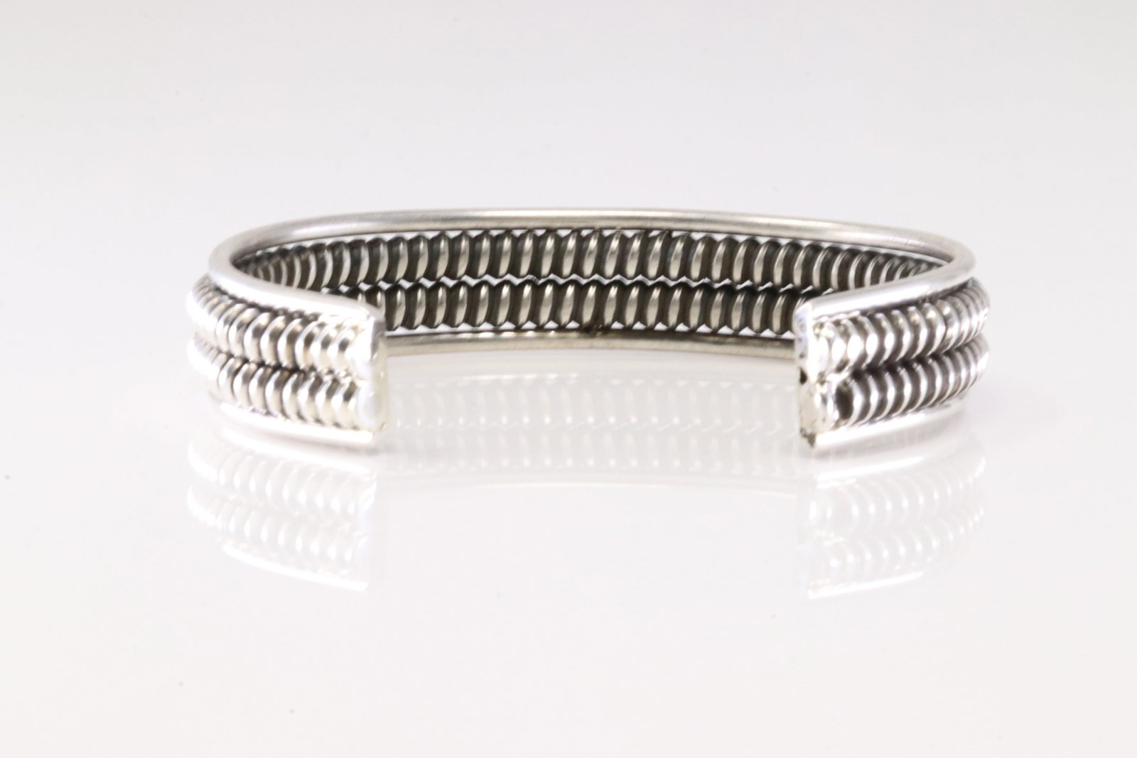 America Sterling Silver Solid Bracelet Cuff. - 4