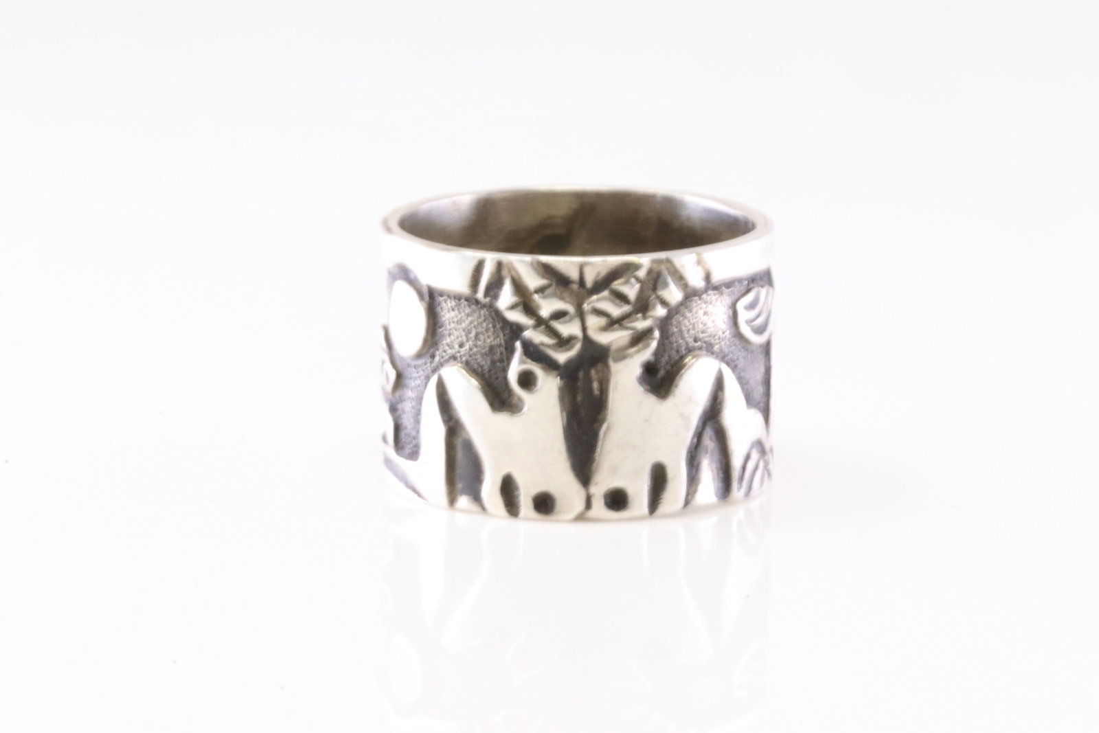 Native American Navajo Sterling Silver Sotryteller Horse Ring By B. (1 of 4)