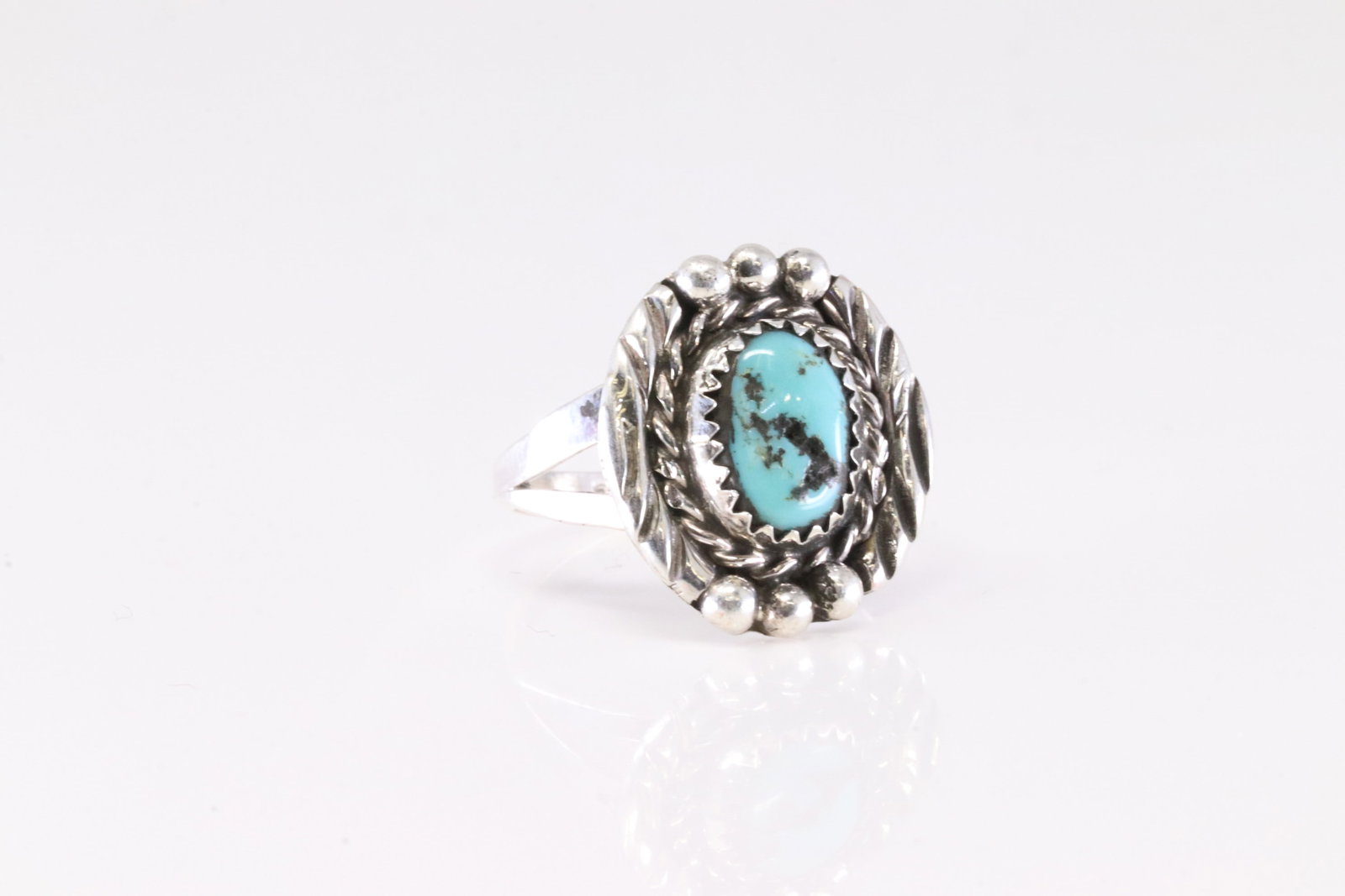 Native American Navajo Sterling Silver Turquoise Ring By B.: This is a Native American Navajo Sterling Silver Turquoise Ring By B. Ring Size: 6.50.
