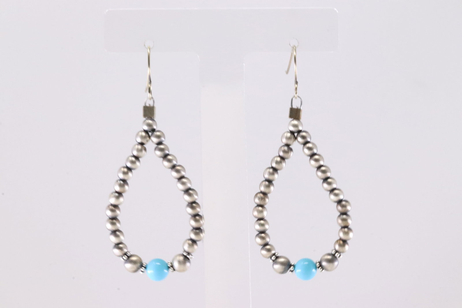 American Sterling Silver Pearl Beaded Turquoise Dangling Earring's.: This is a American Sterling Silver Pearl Beaded Turquoise Dangling Earring's.