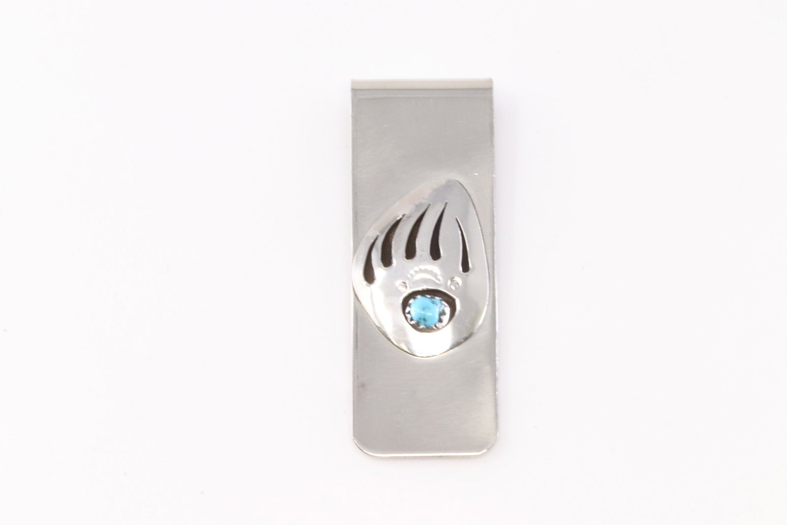 American Sterling Turquoise Paw Bear Turquoise Money Clip.: This is a American Sterling Turquoise Paw Bear Turquoise Money Clip.