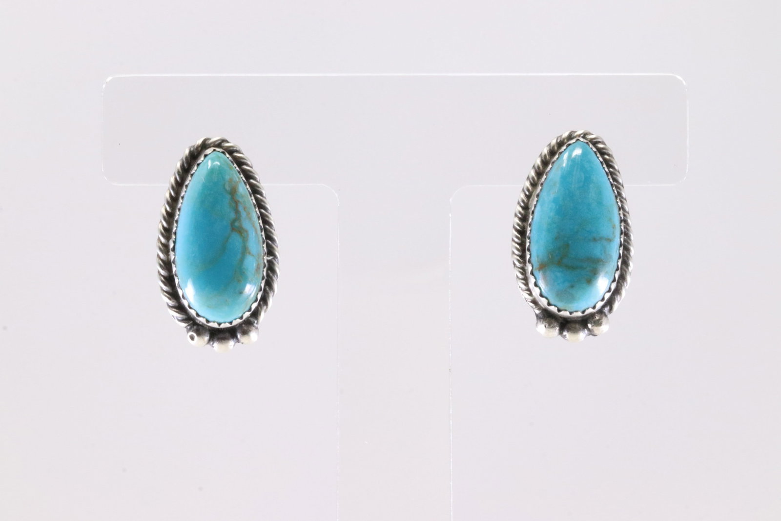 Native America Navajo Sterling Silver Turquoise Post Earring's By F. (1 of 4)